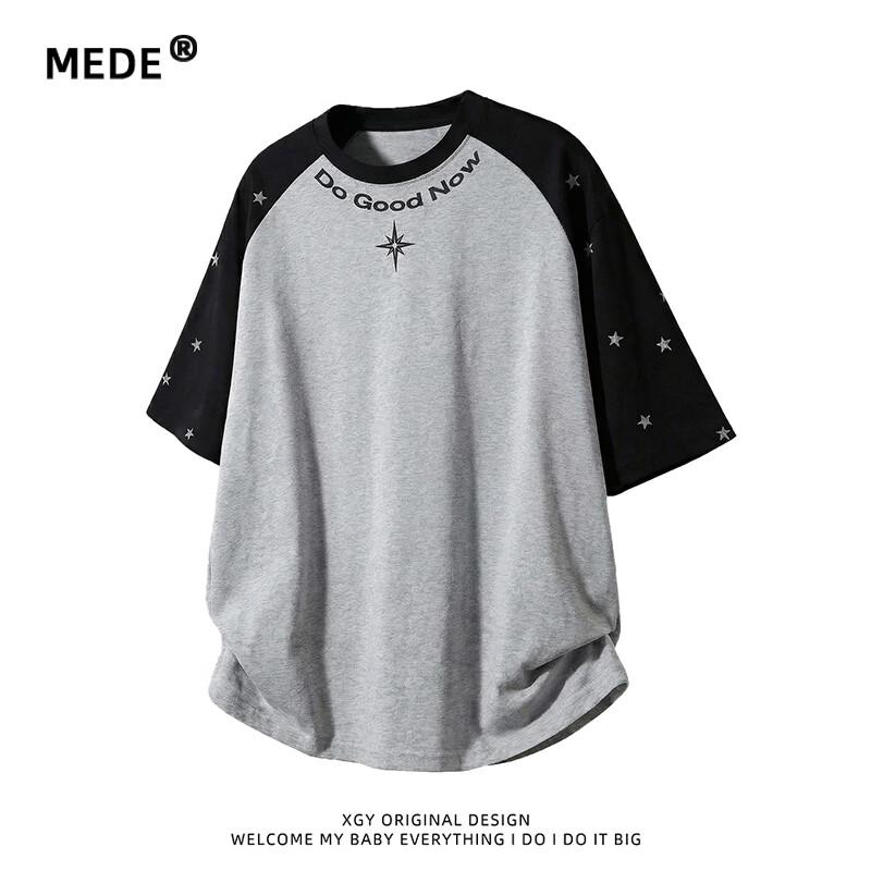 MEDE Men s Star Letter Print Loose Fit T-Shirt L