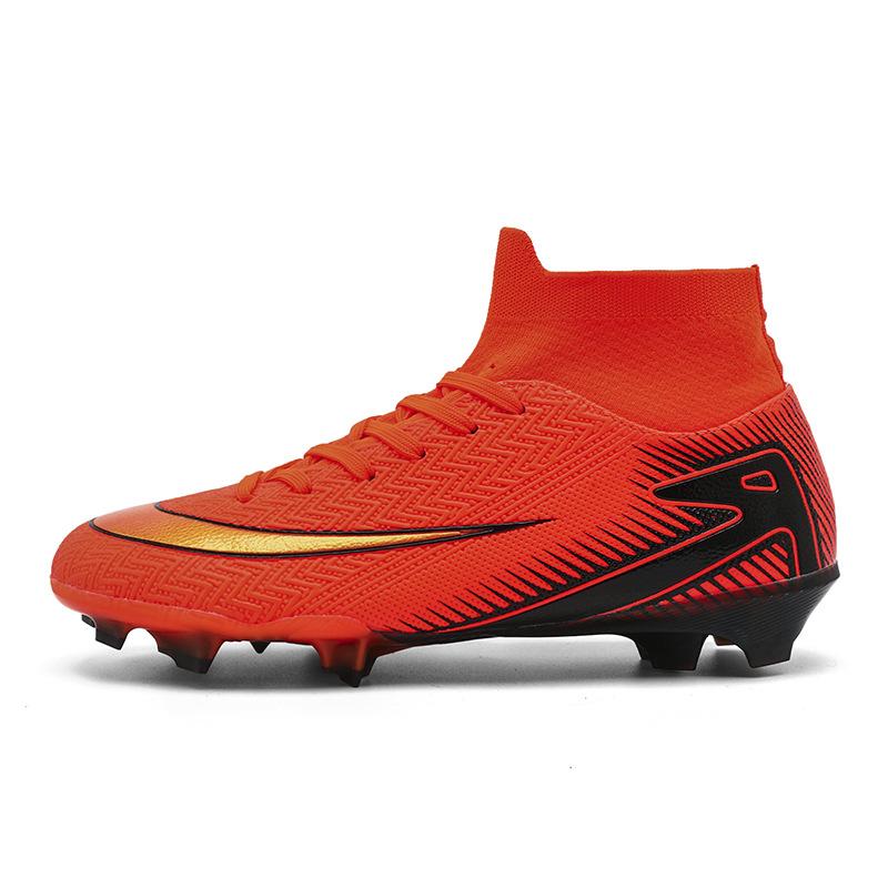 High-Top Football Shoes Tf Broken Nails Artificial Turf Ag Nails Leather Feet Boys And Girls Children And Adolescents Students Training Shoes