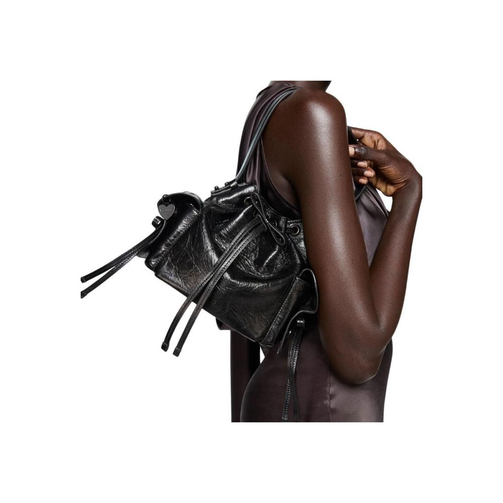 Acne Studios Drawstring Closure Design Bucket Bag Women Handbags Black A10471-900