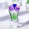 Handmade Flower Figurine Ornament Romantic Tulip Bouquet Statue  Floral Art Display