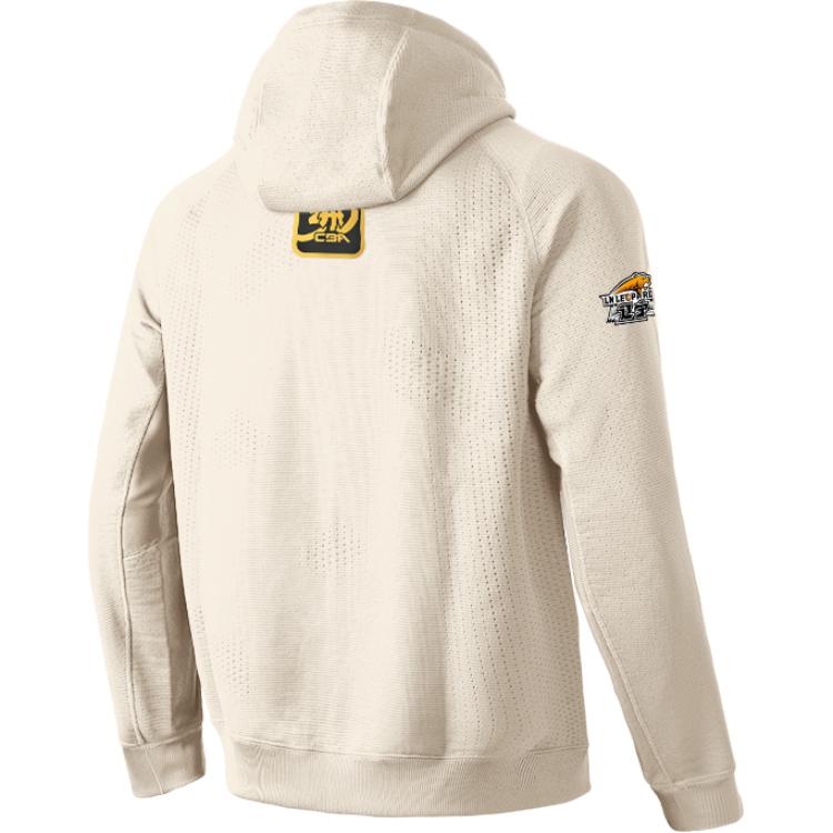 Li Ning CBA Series 24-25 Season Liaoning Team Player Warm-Up Jacket Comfortable Zip-Up Hoodie Men Hoodies Oatmeal-Gray AWDUG53-1