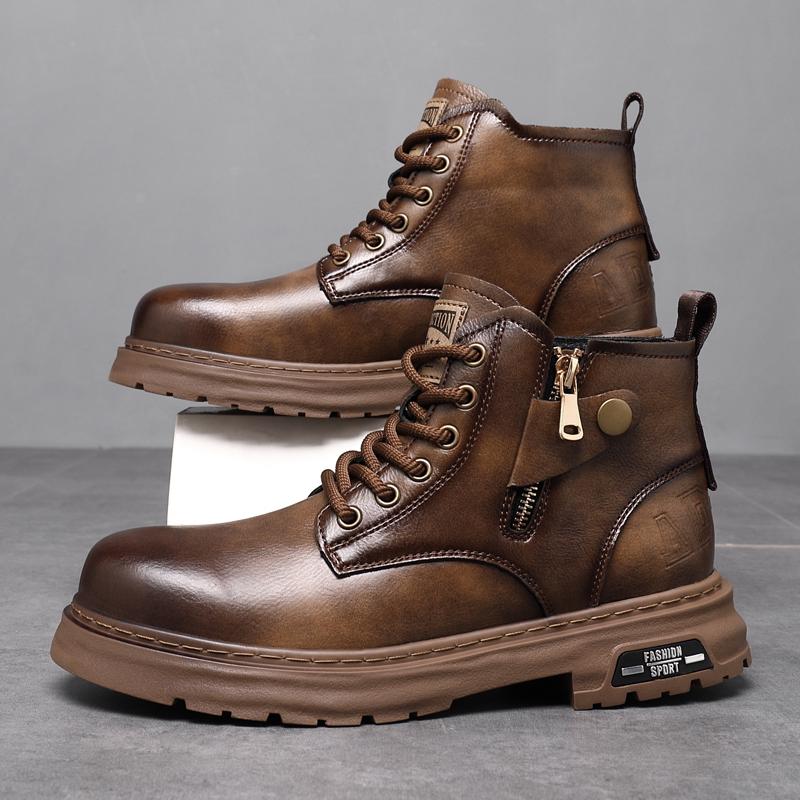 Herren High-Top-Schuhe aus echtem Leder Neuankömmling Herren Motocross-Stiefel Rutschfeste Herren-Sneaker Vielseitige Outdoor-Knöchelstiefel Botas