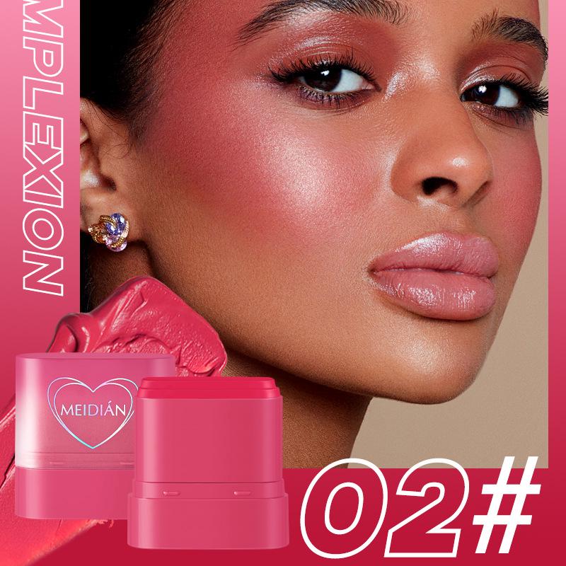 Meidian 6-Color Blush & Highlighter Stick: Long-lasting, Natural Nude Makeup.