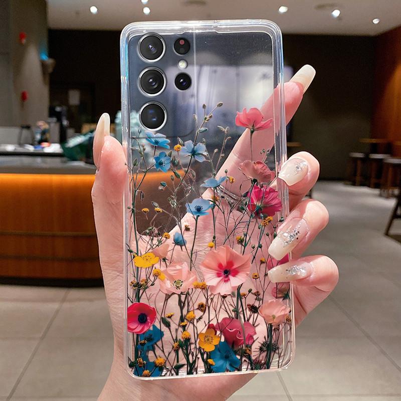 For Samsung S21 Ultra Case Clear Casing Fashion Butterfly Flower Soft TPU Silicone Cover For Samsung Galaxy S20 Ultra Phone Case
