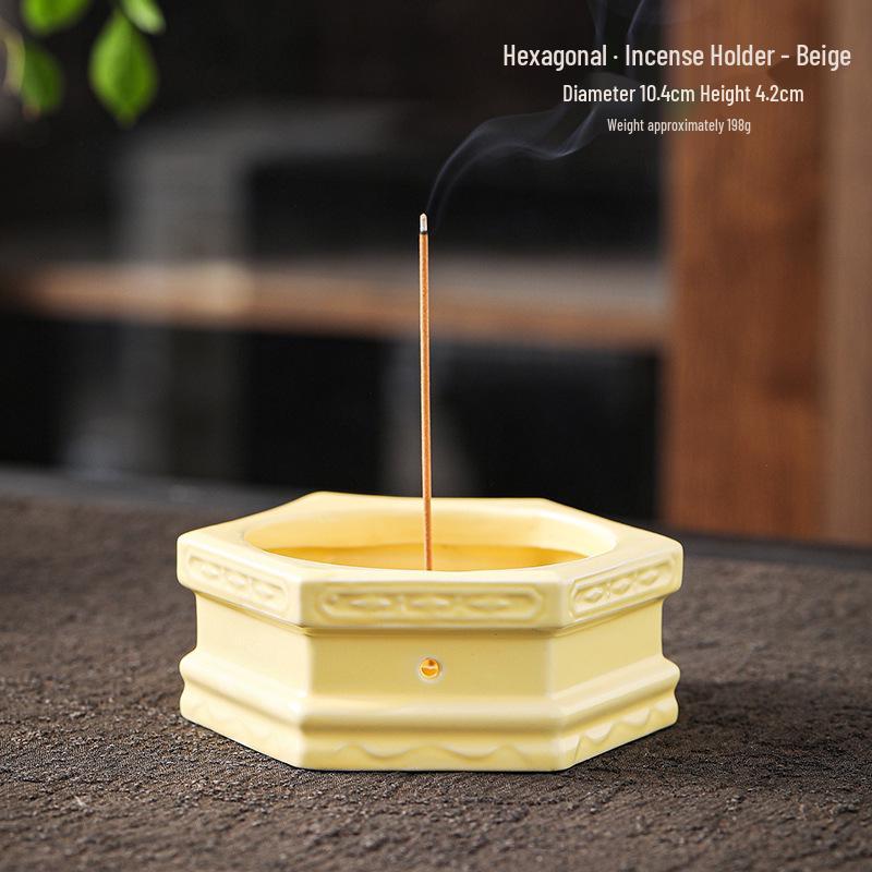 Compact Zen-Inspired Ceramic Incense Burner and Holder in Black Pottery