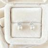 Princess Cut Freshwater Pearl & Rhinestone S925 Silver Stud Earrings