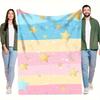 1pc Starry Night Throw Blanket - Soft Flannel All-Season Warmth, Contemporary Geometric Digital Print with Pastel Colors & Golde