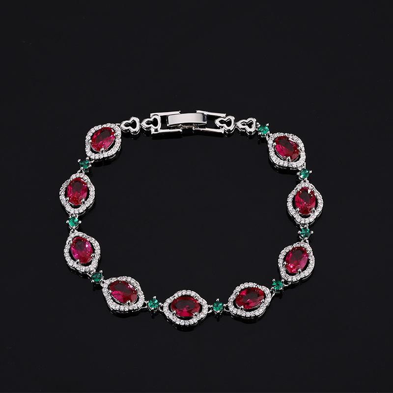 New Earrings S925 Silver Needle Bracelet Ruby Set Butterfly Tassel Light Luxury Versatile Women's Jewelry Goods