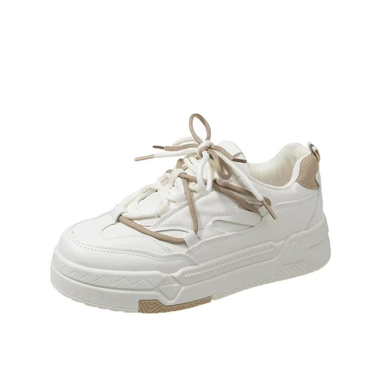 

2024 Модные женские спортивные туфли с мелким кружевом, подходящие по цвету, на толстой подошве, повседневная верхняя одежда для весны и осени Zapatos De Mujer 40 коричневый