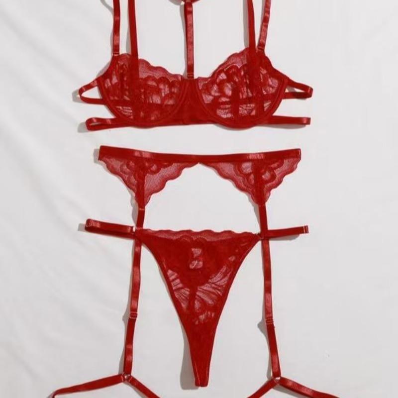 Lingerie Sexy Bra Set For Women  Costumes Exotic Set Sexy Underwear Lace Bra and Panty Garters Set