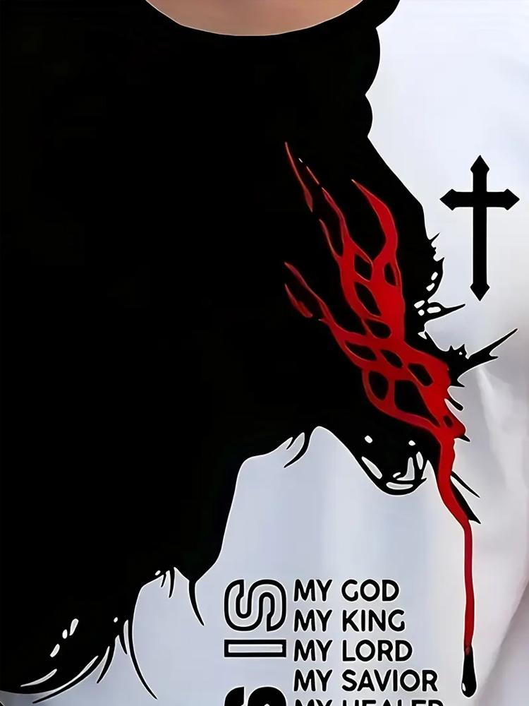 Mens Lion Print Short Sleeve Crew Neck T-Shirt Soft Breathable Casual Wear Outdoor Activities Summer T shirts