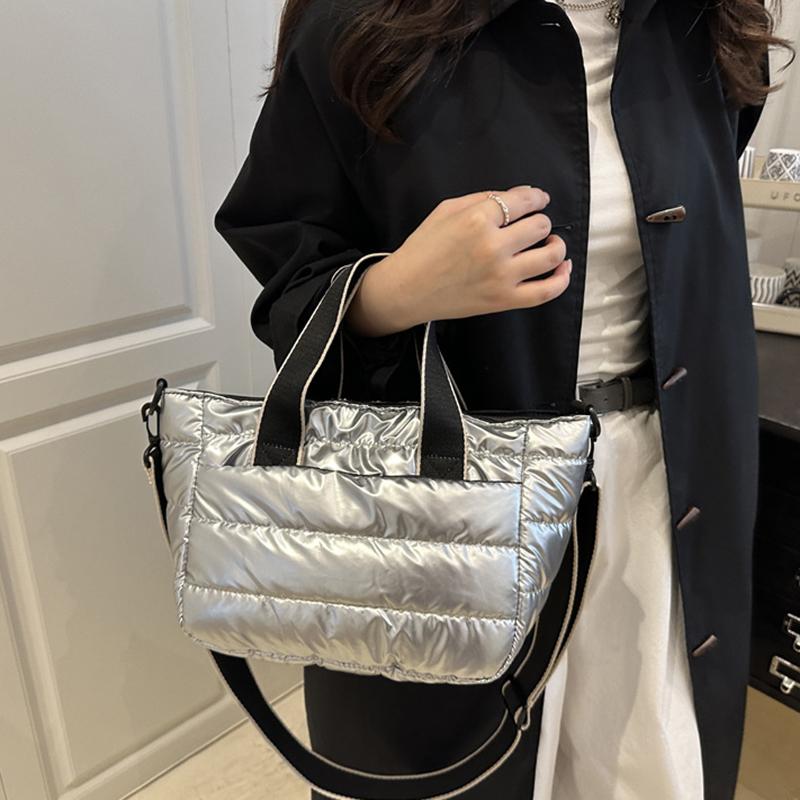Quilted Shoulder Bag Nylon Down Padded Ladies Messenger Bag Fashion Casual Large Capacity Handbags for Winter Female Tote
