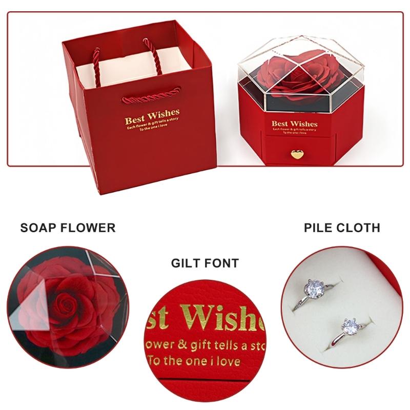 Elegant Hexagon Flower Jewelry Case Featuring Preserved Flowers Unique Gifts Accessory for Trendy Couples In Love