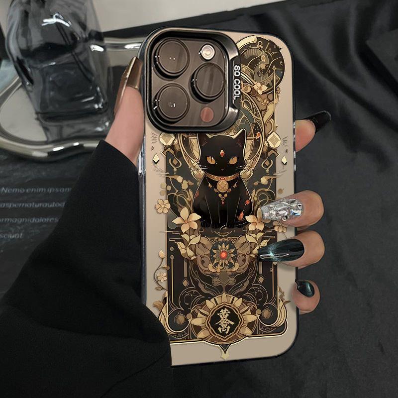 

Golden Cat for Apple 16promax Creative for IPhone13/12 Mobile Phone Case 15plus Anti-fall For Apple 6