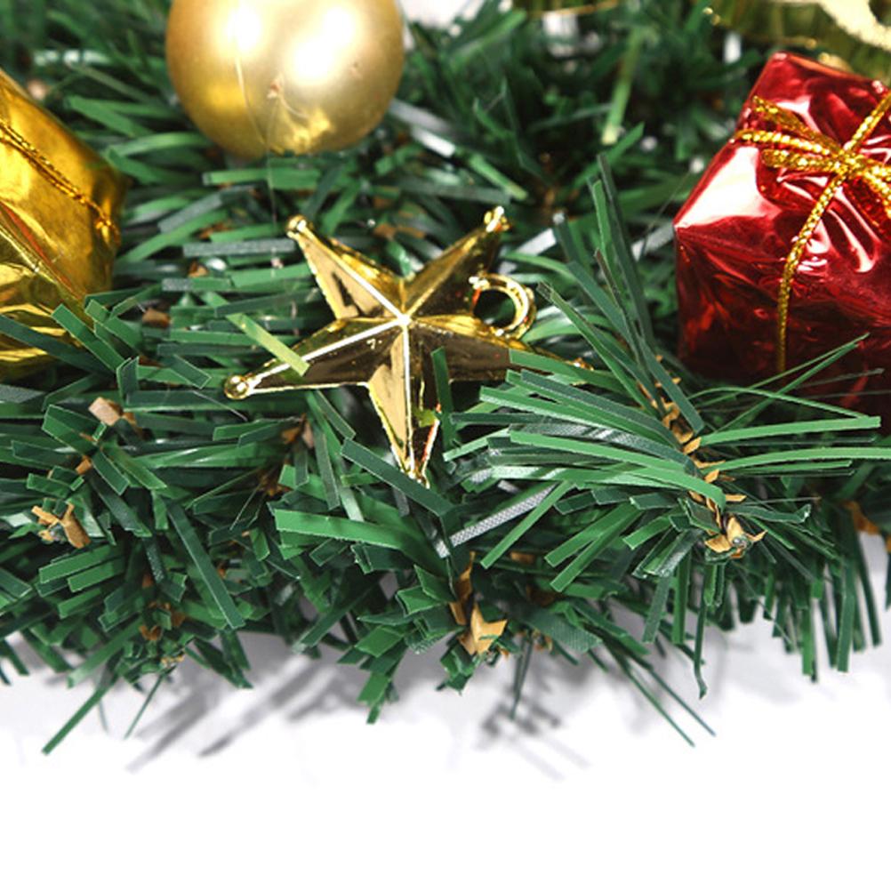 Christmas Artificial Wreath 30cm Front Door Wall Hanging Rattan Wreath with Bowknot Jingle Holiday P