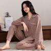 Sweet Princess Style Soft Cotton Pajamas Women's Spring and Autumn New Pullover Plaid Mother Long Sleeve Loose Loungewear