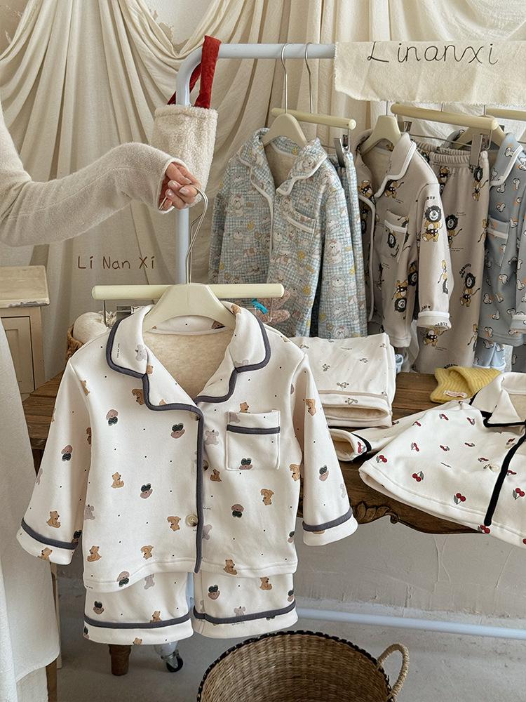 88233 Kids' Warm Fleece Pajama Set 2025 - Boys' Winter Homewear