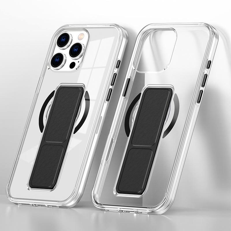 Suitable for IP16PM Transparent Crystal Spirit Wristband, Phone Case, Magnetic Stand, and Transparent Protective Case for Apple 15Pro