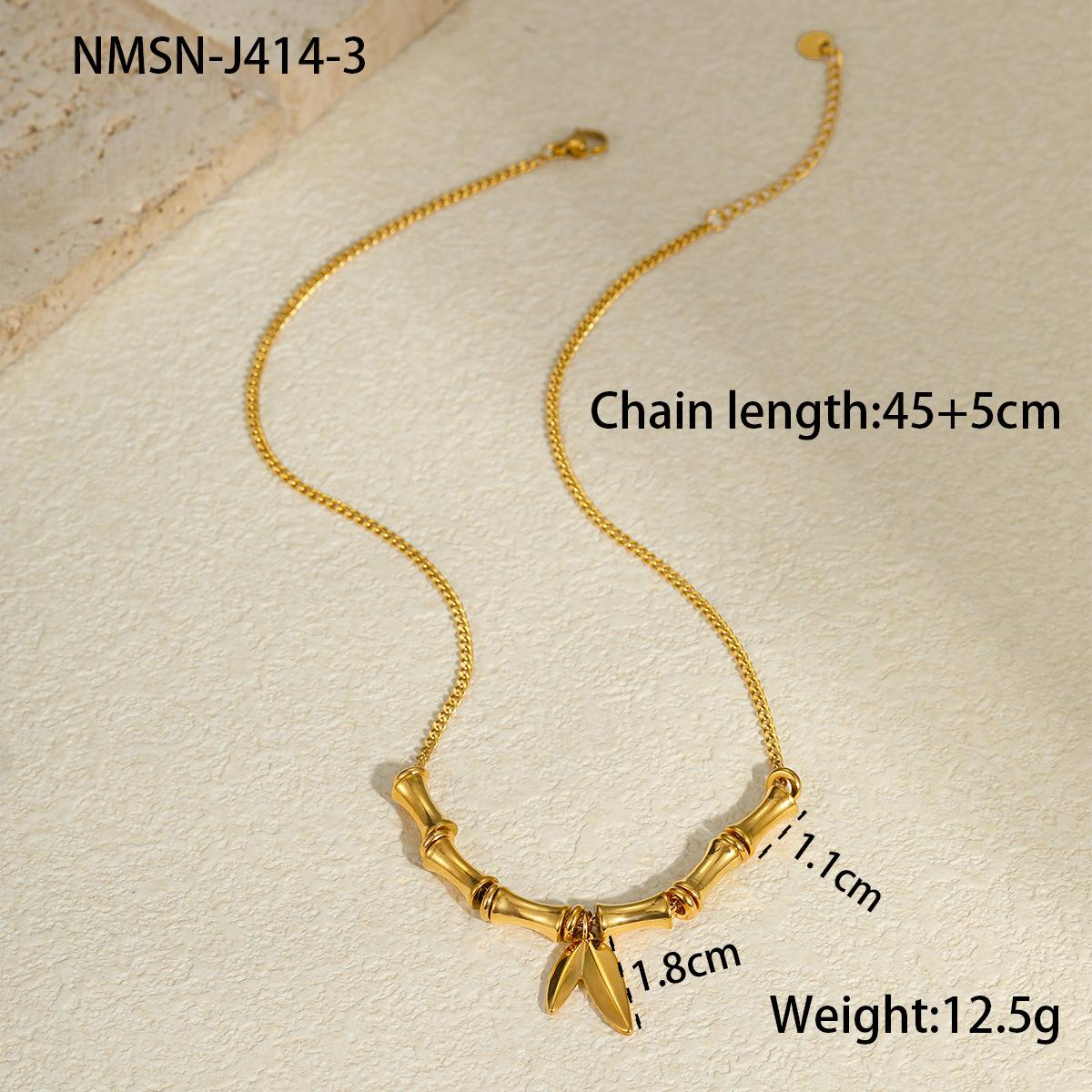 GEMCHIC Women s Bamboo Leaf Necklace 18K Gold Plated Stainless Steel Choker Fashion Jewelry 18K