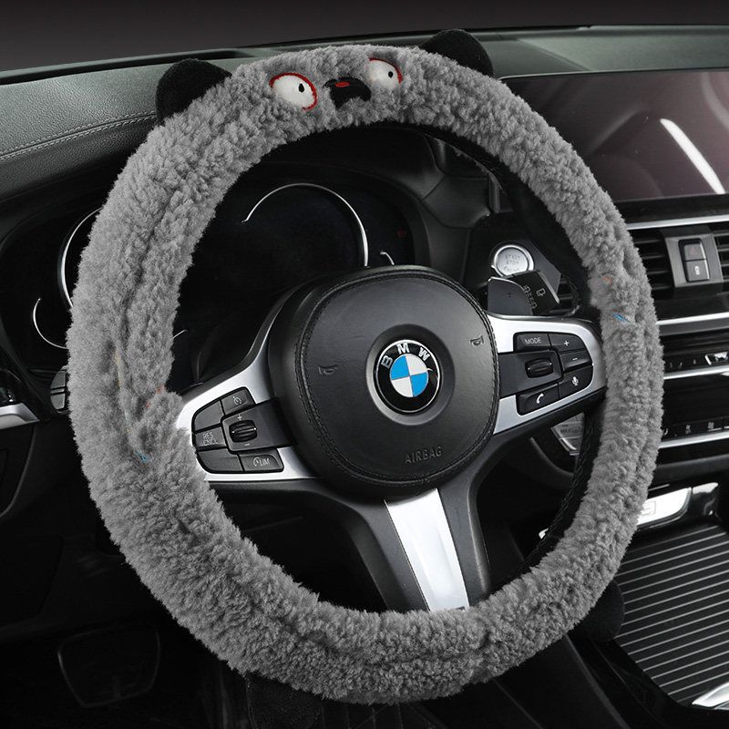 

Winter Plush Warm Car Steering Wheel Cover, Short Plush Car Interior Modification Special Winter Handle Cover, Suitable for All Seasons Gray