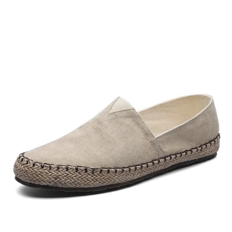 Fashion Men's Flat Canvas Shoes High quality Espadrilles Footwear Hemp Lazy Flats For Men Loafers Driving Shoes