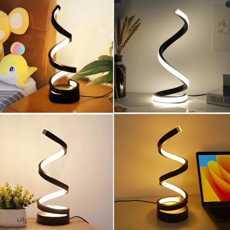 Lampe de Nuit LED Moderne en Spirale Lampe de Bureau Dimmable Lampe de Chevet Salon Lampe de Table de Chevet Bureau d'Étude Décoration de Chambre à Coucher