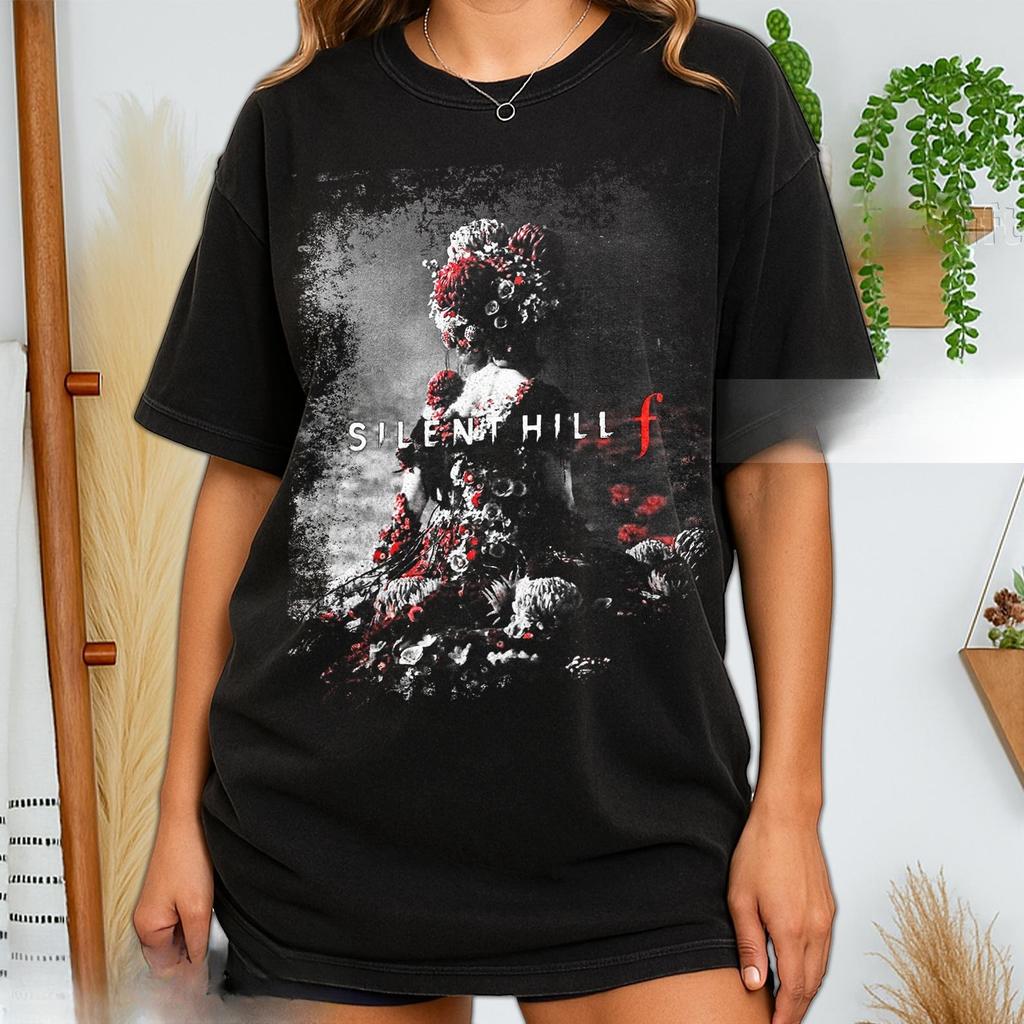 New  Horror GameSilent Hill F Graphic Printed Tshirt Gaming Lover Unisex T Shirt Vintage Men Women Cotton Tee Harajuku Y2k Tops