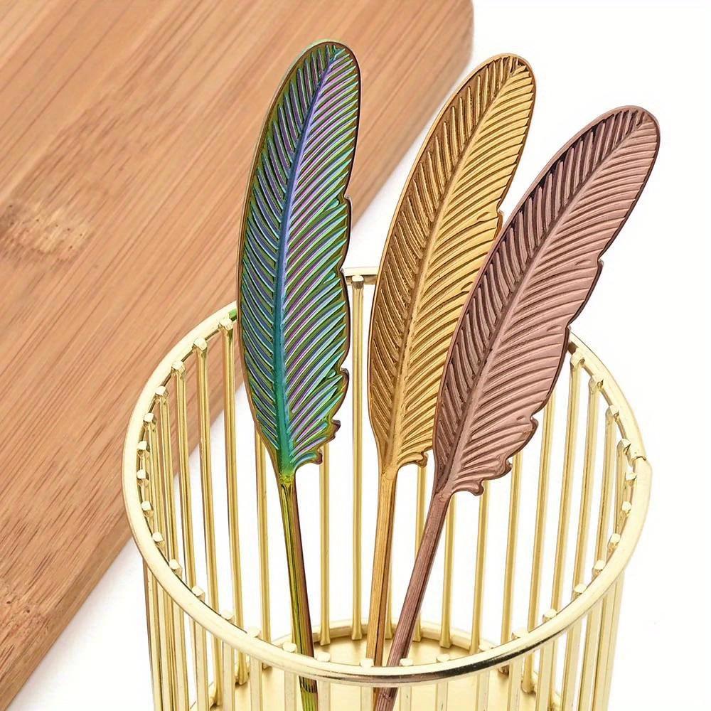 Péřové lžičky Nerezové čajové lžičky Kreativní kávová lžička na zmrzlinu Dezert Naběračka Nádobí Dekorace Příbory Dárky