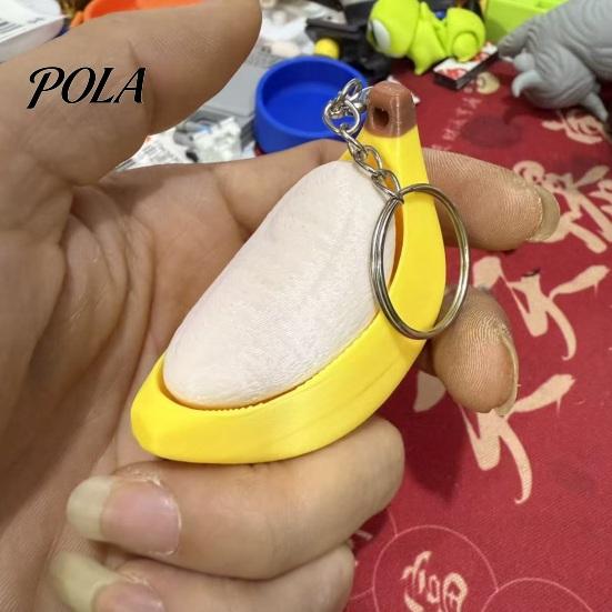 Keychain Pendant Pendant, Peeled Banana Stress Relief Toy with Thickened Stainless Durable Steel Ring, Portable for Keys Backpacks Schoolbags