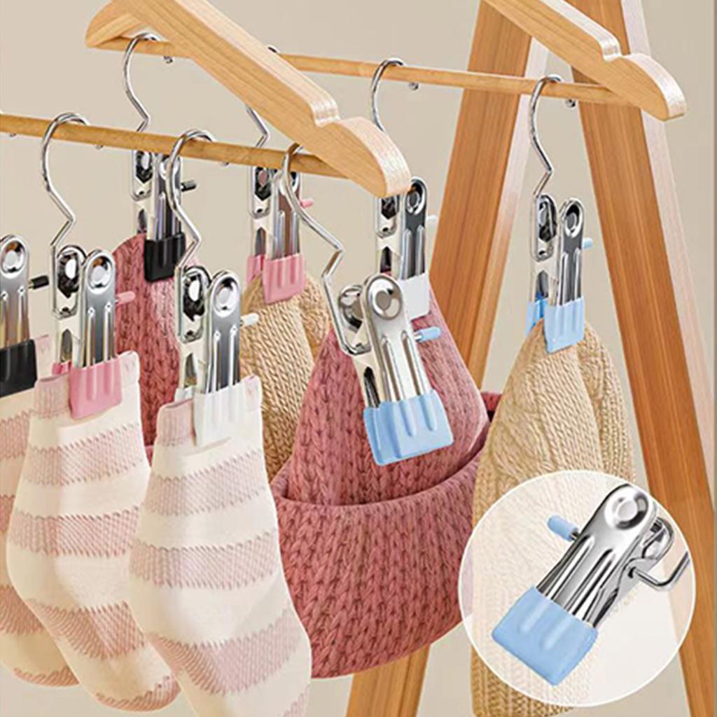Attachment Hook, Space-Saving Clothes Hook Organiz Stainless Steel Clothespins With Hook Laundry Organizer Portable Hanging Clip Wardrobe Rack Efficie