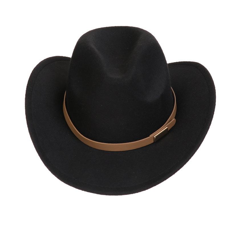 Western Cowboy Top Hat Spring And Autumn New Jazz Hat Big Brim Pentagram Belt Accessories Felt Hat Men And Women