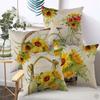 4Pcs,Linen Blend Throw Pillowcase Decorative Yellow Sunflower Flower Baskets,Fresh Flowers Bicycles Printed Autumn Pillowcover