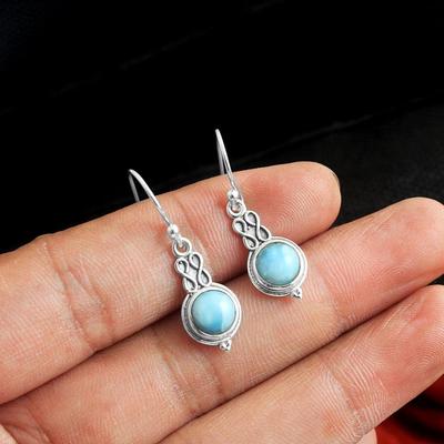 Larimar Gemstone Earring 925 Sterling Silver Women Earring
