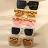 5PCS Square Big Frame Chain Design Women's Sunglasses Retro Style Fashion Glasses Beach Party Decoration Eyewear