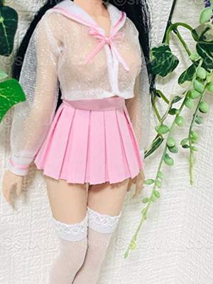Scale Figure Pink Style High School Girl Transparent JK Sailor Uniform and Socks Set and Head Not [TOYBARJAPAN] 1/6 Accessories/Pure (Body Included)