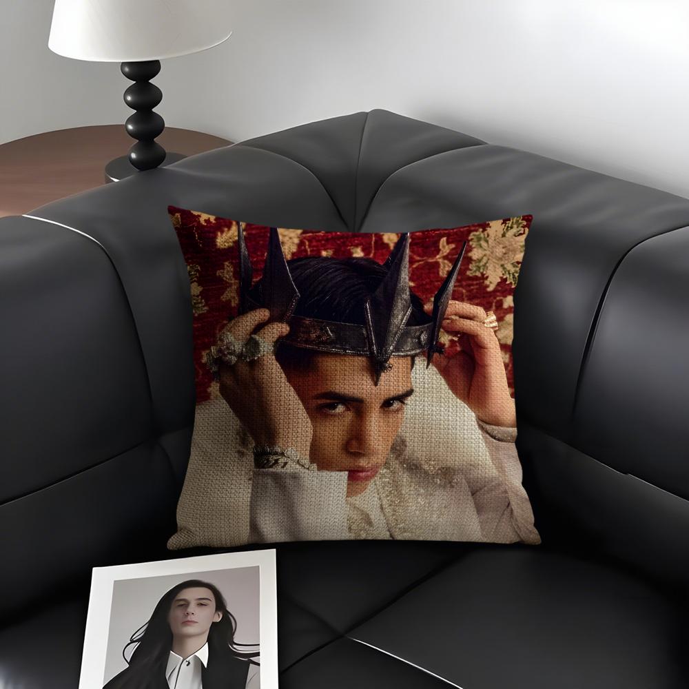 C-Cris M-Mj Singer Cushion Cover Natural Linen Organic Fabric Double-Sided Printing Sofa Home Decor Gift Pillow Case