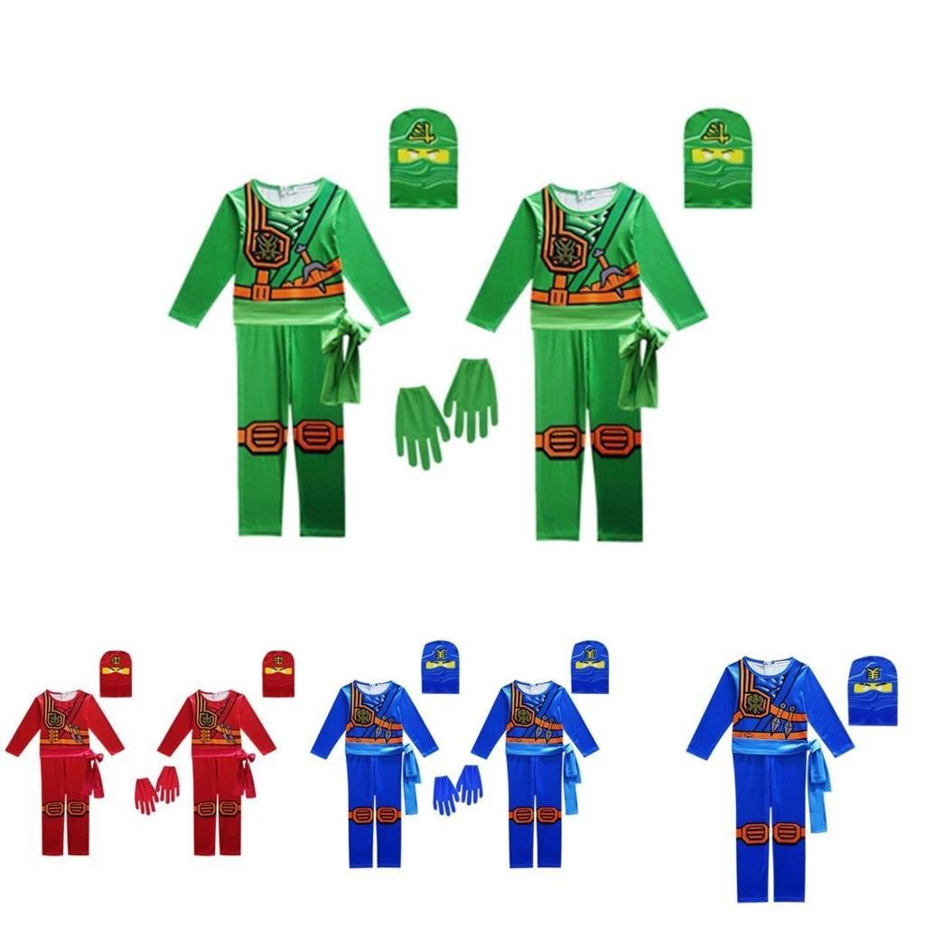 Cool Ninjago Inspired Kids Cosplay Party Clothes Set With Glove Hat And Jumpsuit