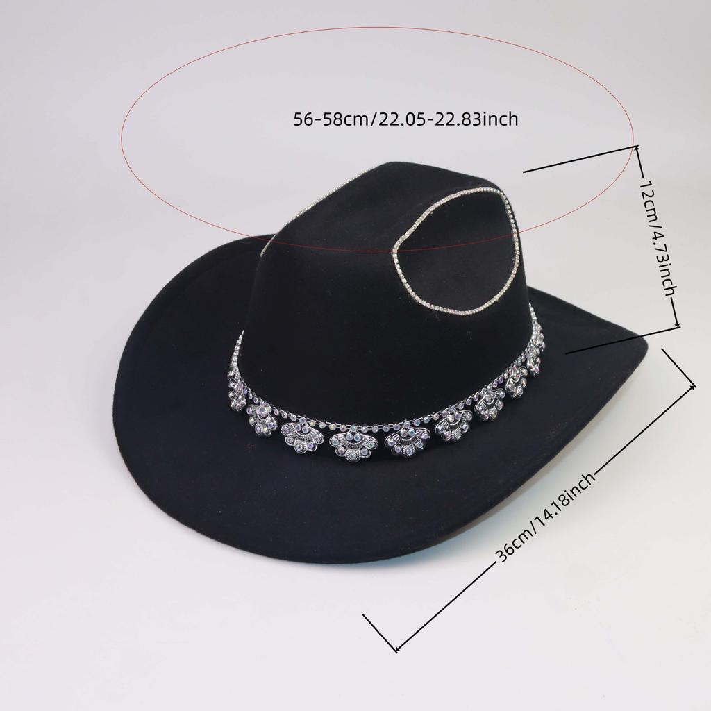 European and American bright diamonds shiny western cowboy top hat men and women outings party festival dance jazz hat