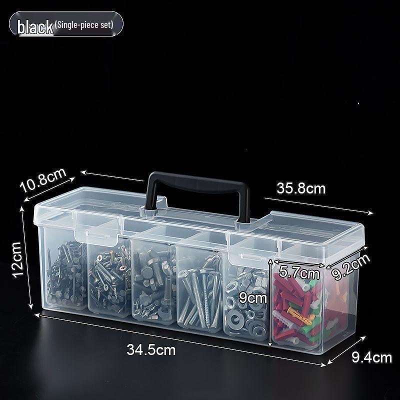 Transparent Divided Parts Storage Box for Hardware, Tools, and Screws - Portable Organizer