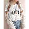 European Size Plus Size - Plus-Size Women'S Printed Casual Round-Neck Short-Sleeve Top