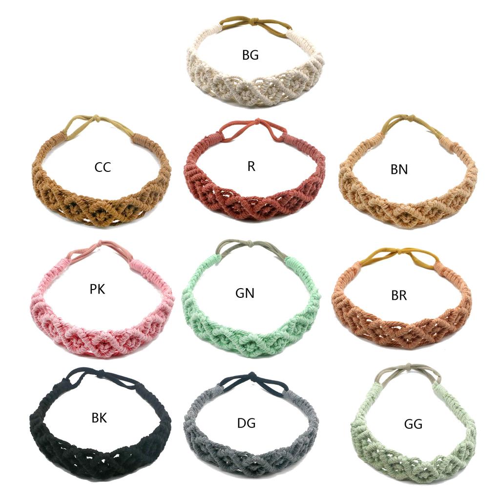 Elastic Cotton Rope Crochet Headband Bohemian Hand Woven Hairband Headwear