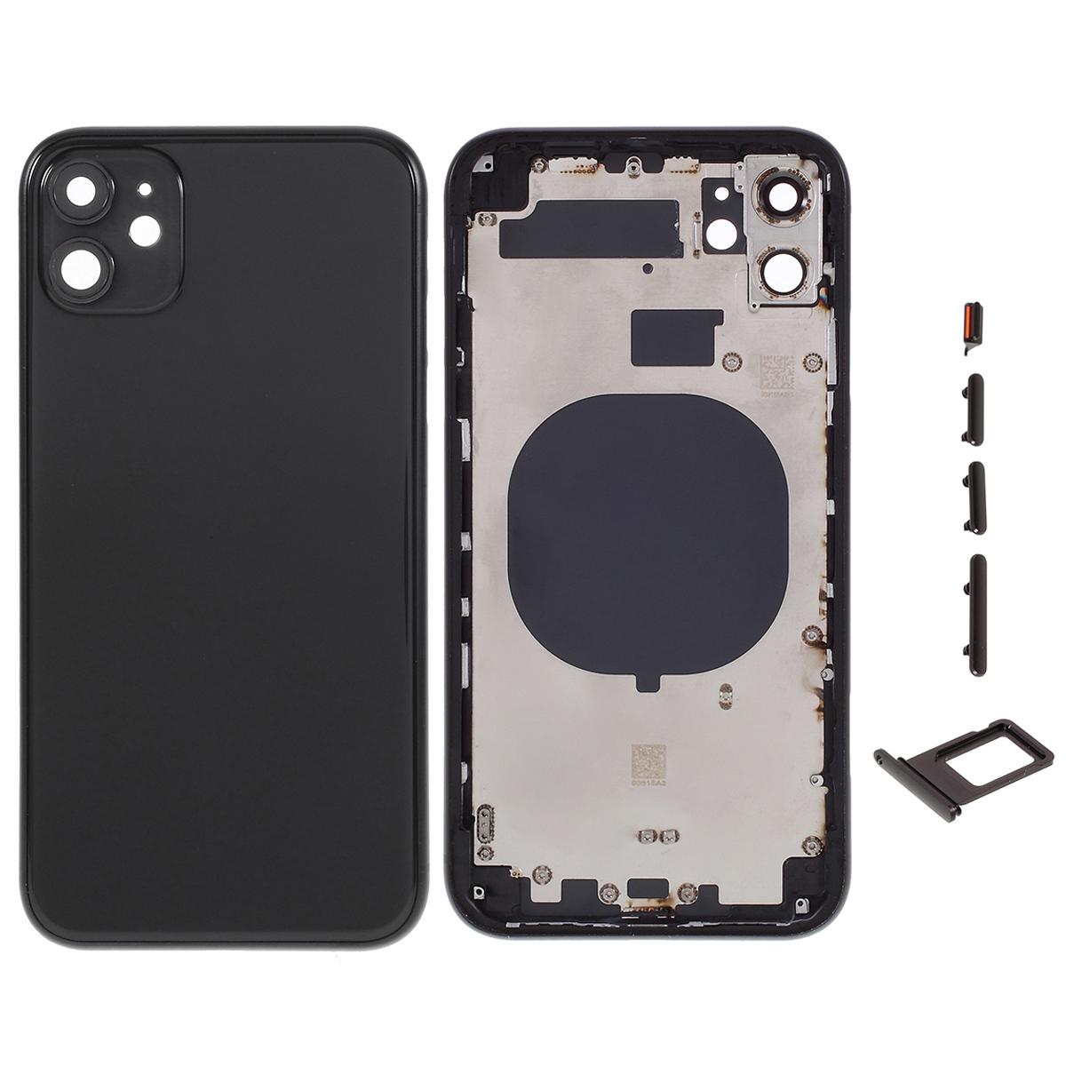

For iPhone 11 Back Battery Housing Cover+Middle Plate Frame+Side Buttons Replacement,EU Version (with CE Logo) Black