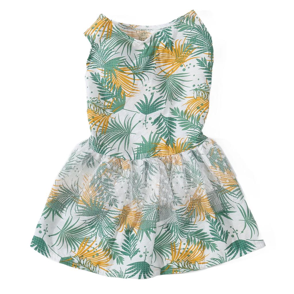 Summer Dog Dress Fashionable Exquisite Leaf Pattern Cute Doggie Dress for Cats Puppy