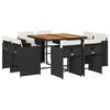 9 piece outdoor dining set with cushions black poly rattan