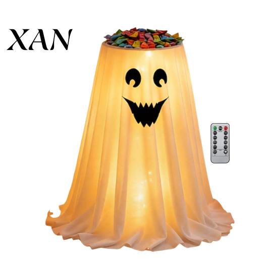 Creative Holiday Table Centerpiece Halloween Ghost Candy Bowl Stand with Remote Control, Large LED Lighted Event Tableware Cute Holder for Front Door