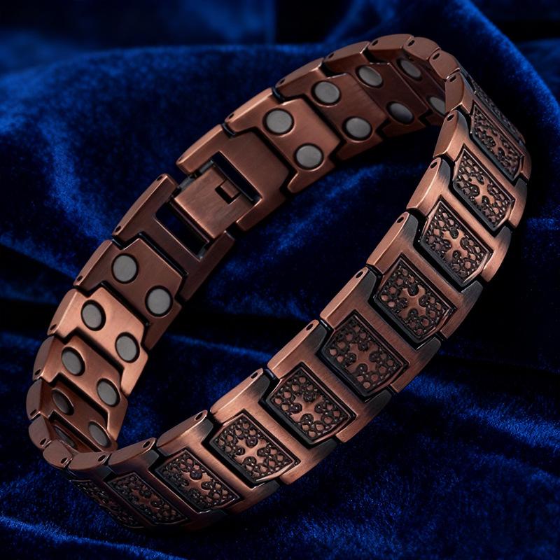 Bracciale a Croce Magnetico in Rame Rosso, Moda Retrò, Lusso Leggero, Bracciale Staccabile, Bracciale