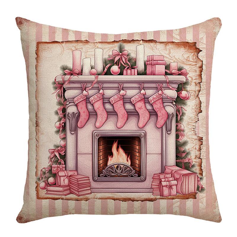 

Новая розовая рождественская наволочка, креативный принт Санты, декоративная наволочка для диванной подушки, наволочка для подушки для спальни 45 * 45 (without core)
