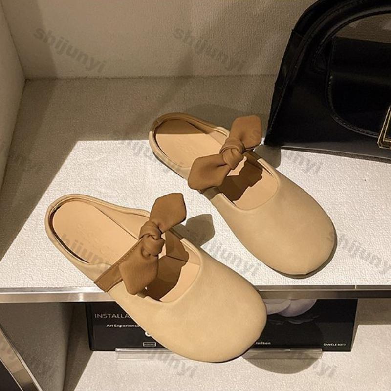 Fashion Women's Half Slippers 2025 Spring Summer New Outdoor Fashion Bow-knot Soft Sole Flats Lightweight Comfortable Non Slip Sandals