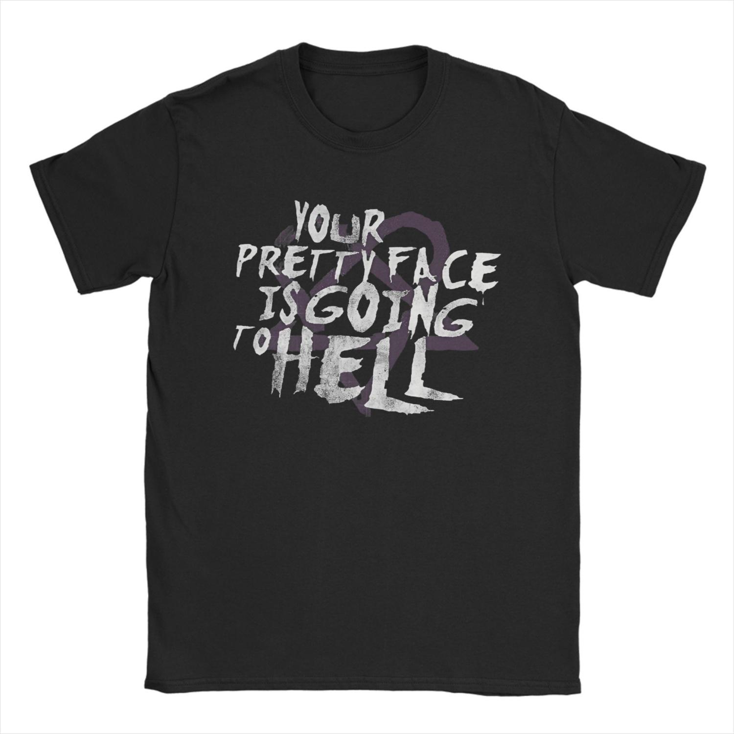 

Men Him Band Your Pretty Face Is Going To Hell T Shirts Tees Summer Aesthetic Short-Sleeve T-Shirt Crewneck Printed Large Size XXXXXL чорний