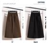 Damen Retro Samt Spalt-Schirmrock – Mittellang, Verdickt und Lockerer Schnitt für Herbst/Winter